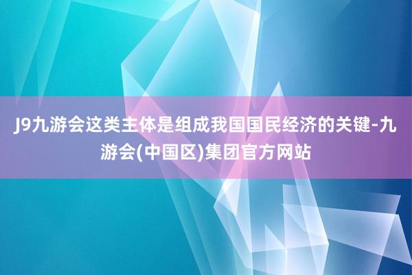 J9九游会这类主体是组成我国国民经济的关键-九游会(中国区)集团官方网站